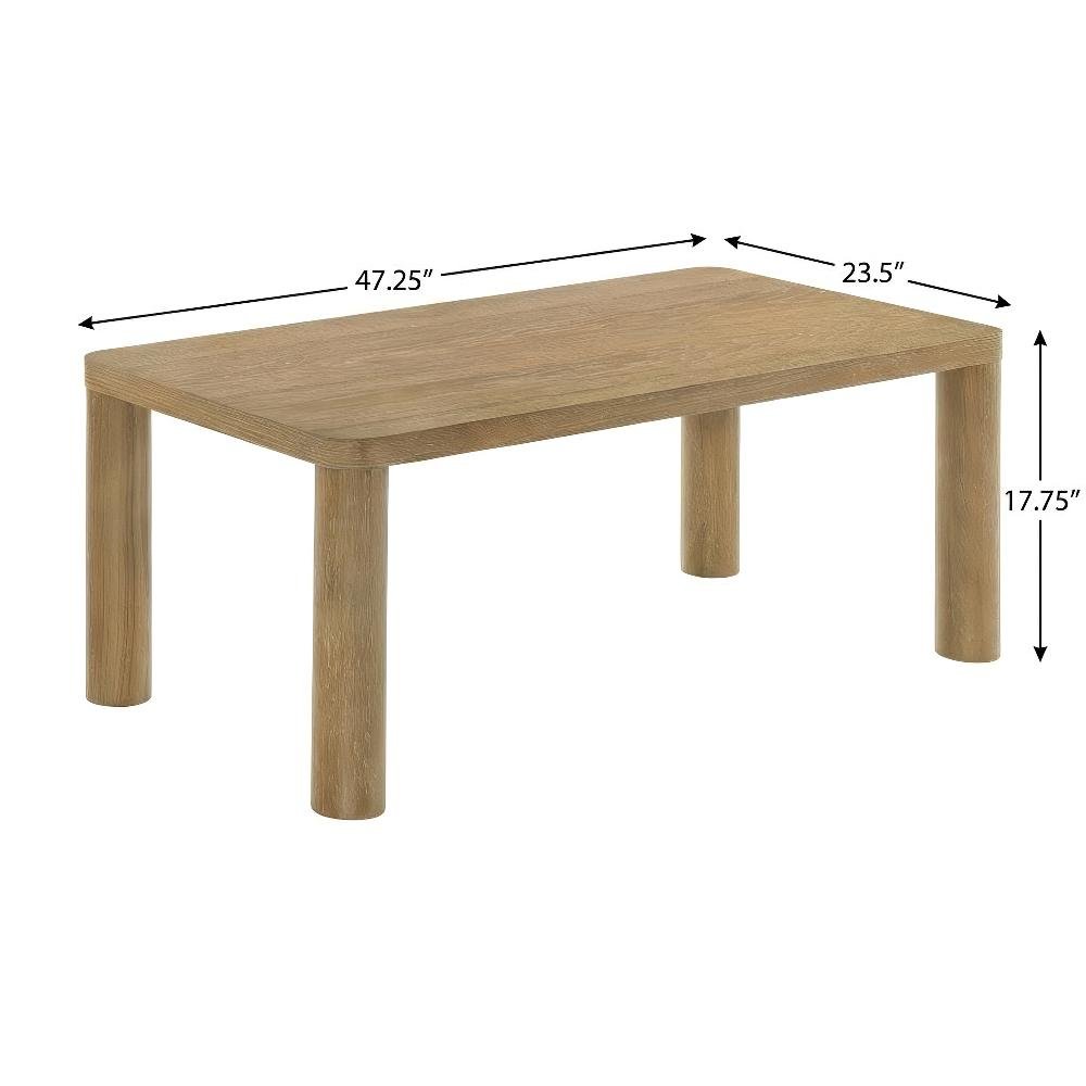 Light Oak Rectangular Coffee Table Engineered Wood Durable Surface