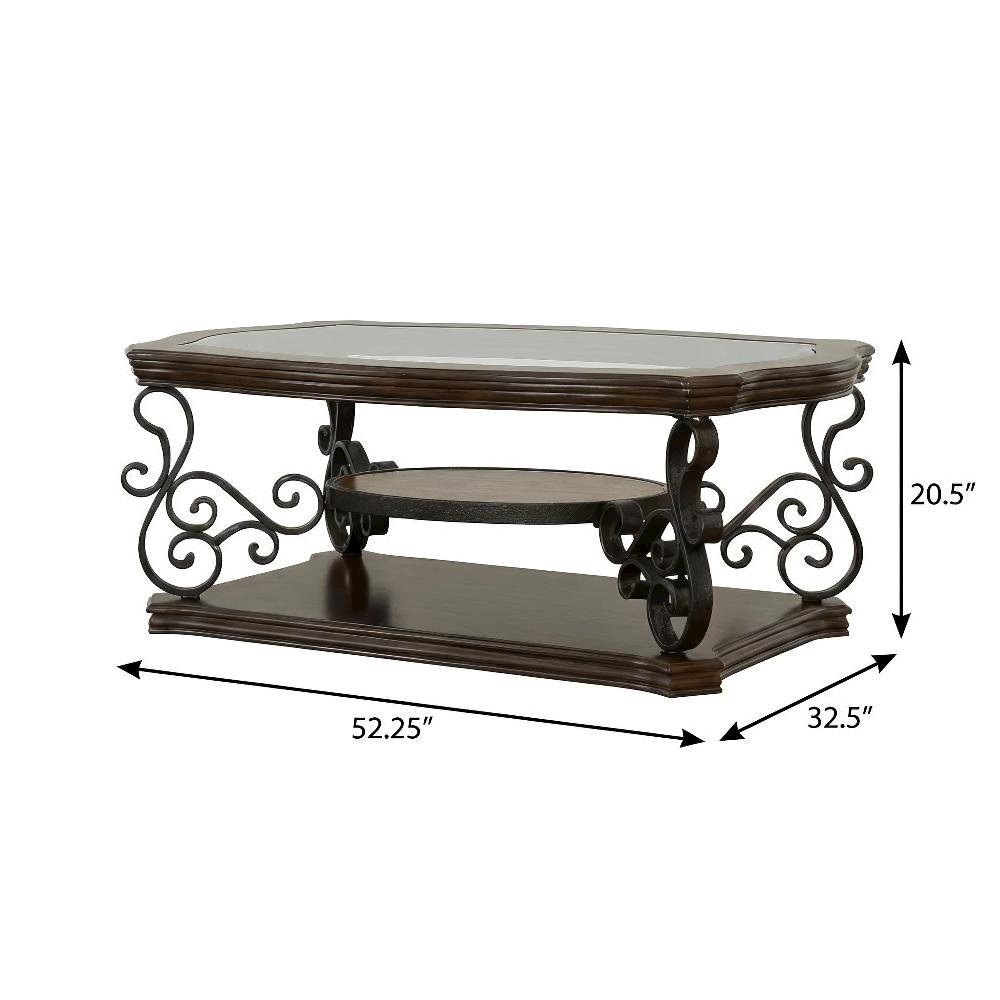 Dark Merlot 2-Piece Glass Top Coffee and End Table Set with Rectangular Design