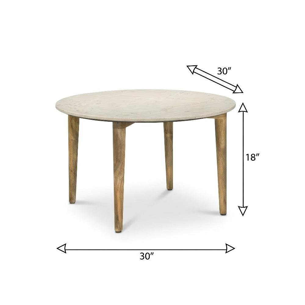 White 2-Piece Living Room Table Set with Round Coffee and End Tables
