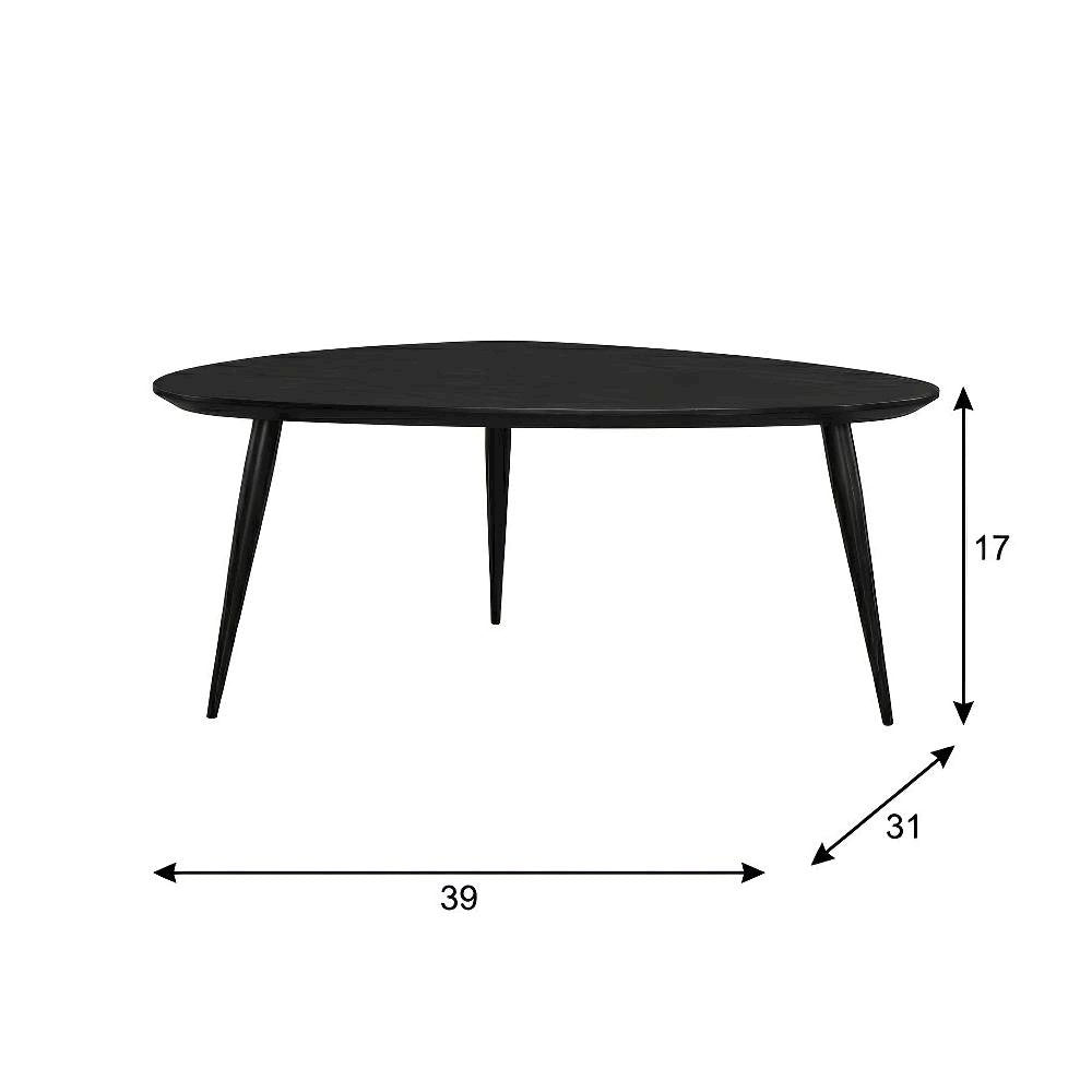 Black 2-Piece Triangular Coffee and End Table Set with Mid-Century Style