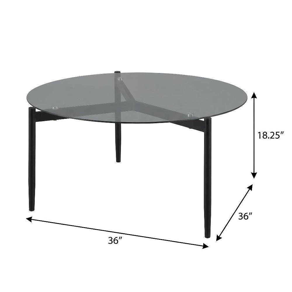 Gray 2-Piece Round Coffee and End Table Set, Plastic Glide, Contemporary Design