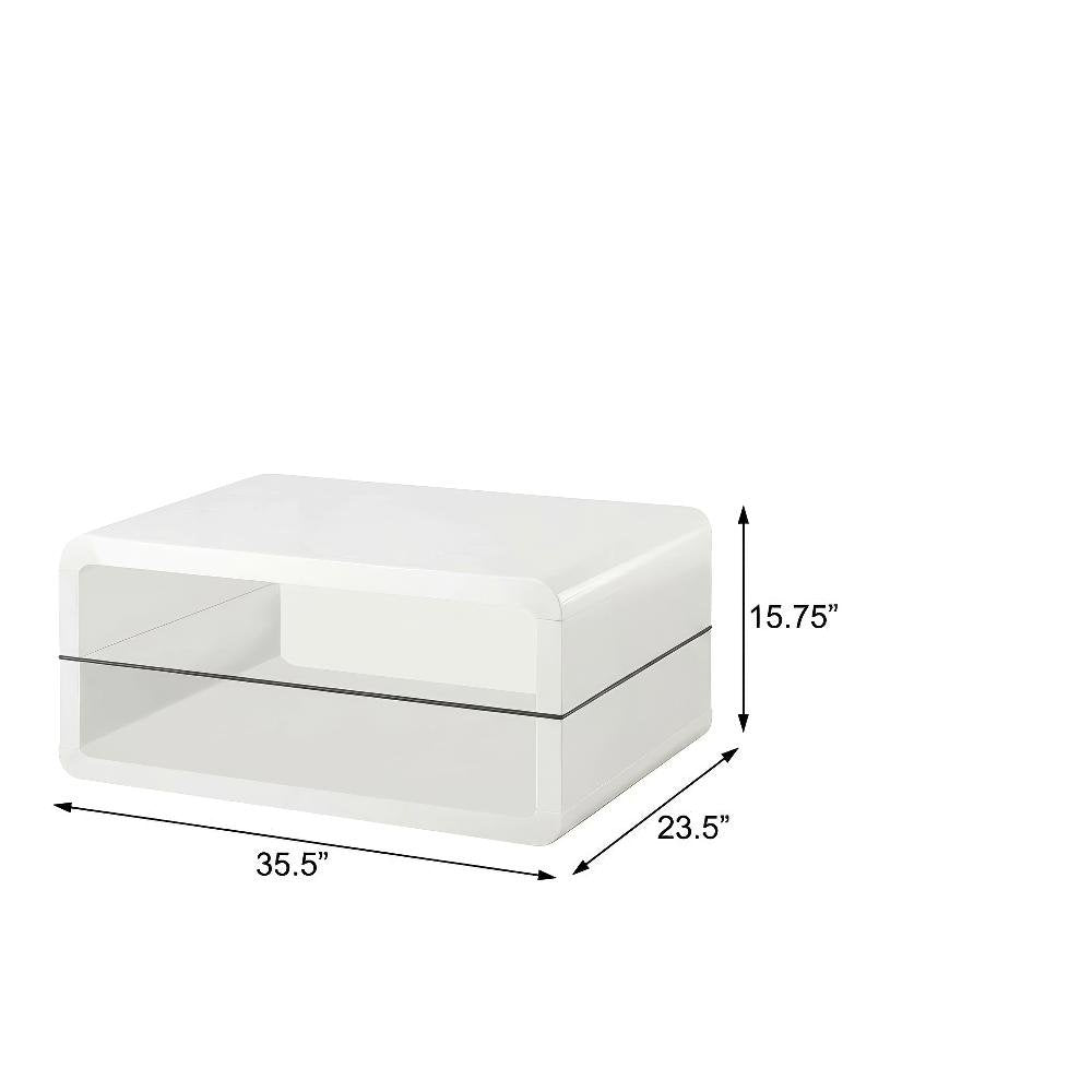 White 2-Piece Coffee and End Table Set with Rectangular Design, Plastic Glides