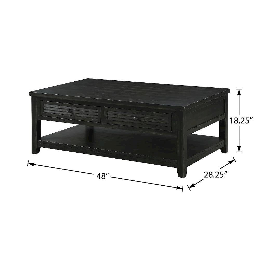 Distressed Java 2-Piece Coffee and End Table Set with Farmhouse Style