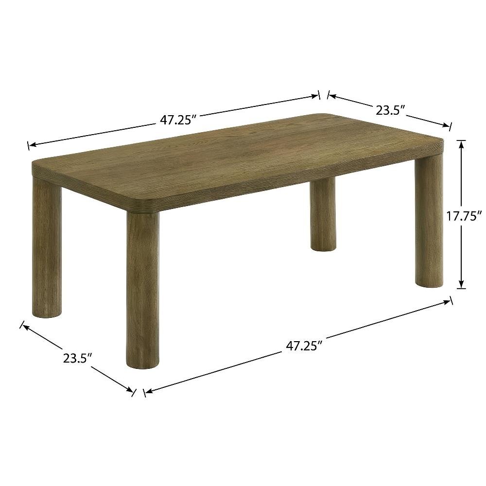 Brown Oak Rectangular Coffee Table Engineered Wood with Transitional Design