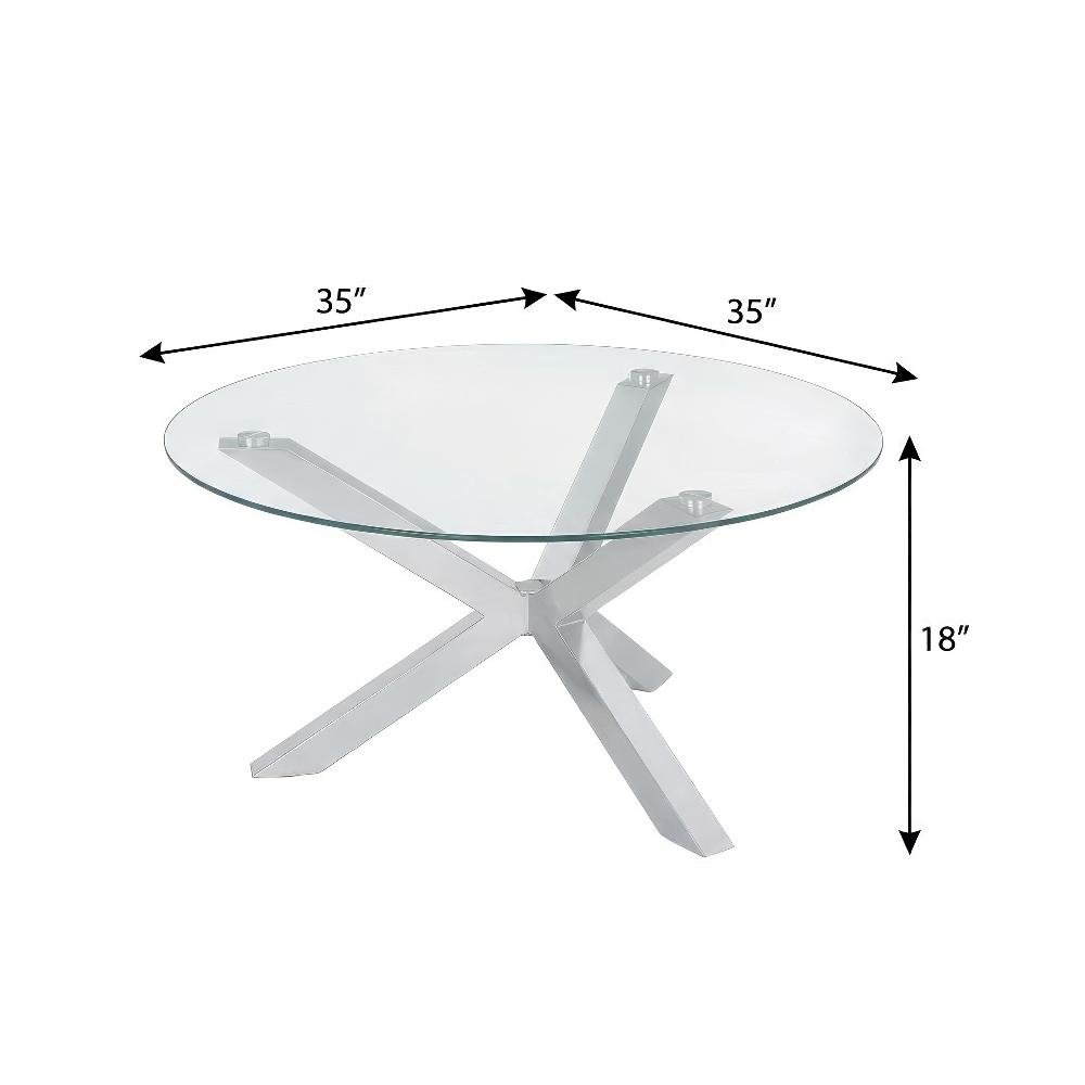 Chrome 2-Piece Round Coffee and End Table Set with Plastic Glide