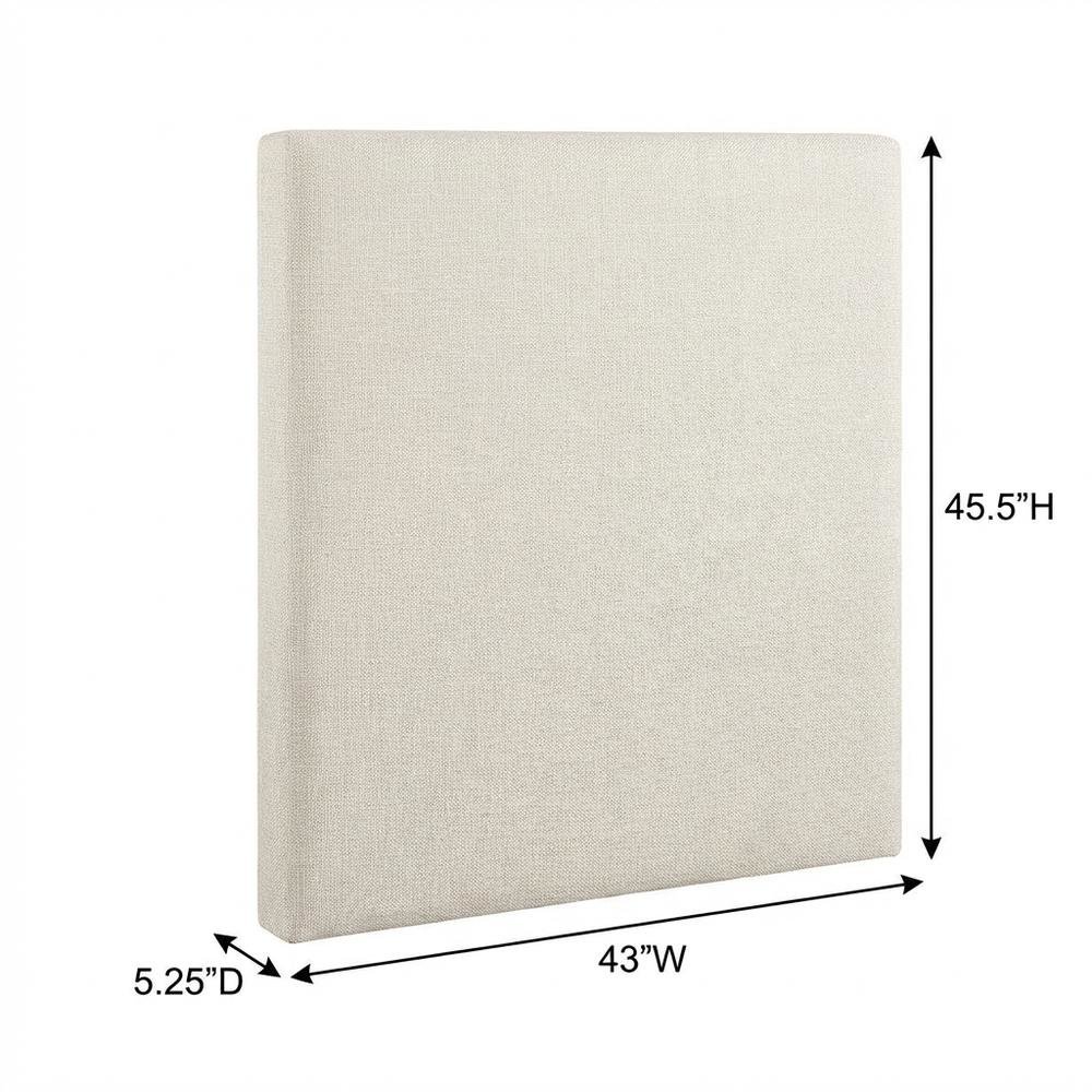 Ivory Upholstered Twin Panel Headboard, Polyester Fabric, Transitional Design