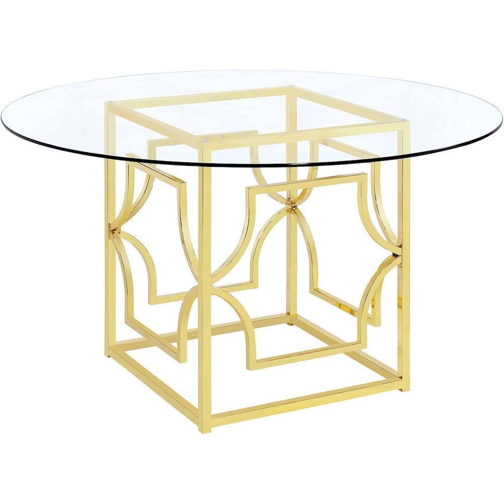 Brass Color Square Dining Table Base - 24 Inch Metal Dining Table Base