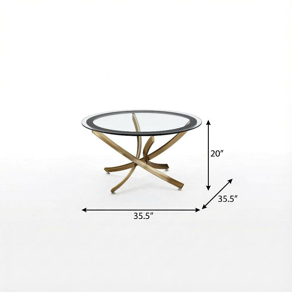 Rose Brass 3-Piece Round Living Room Table Set with Contemporary Design