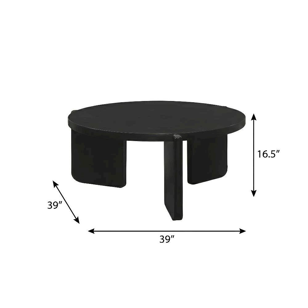 Black 2-Piece Solid Wood Coffee and End Table Set with Round Tops