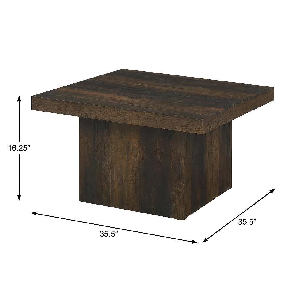 Dark Pine 2-Piece Square Coffee and End Table Set with Plastic Glide