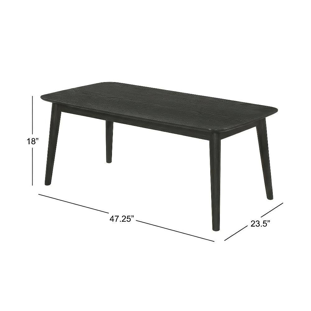 3-Piece Black Rectangular Coffee Table Set with Mid-Century Modern Style