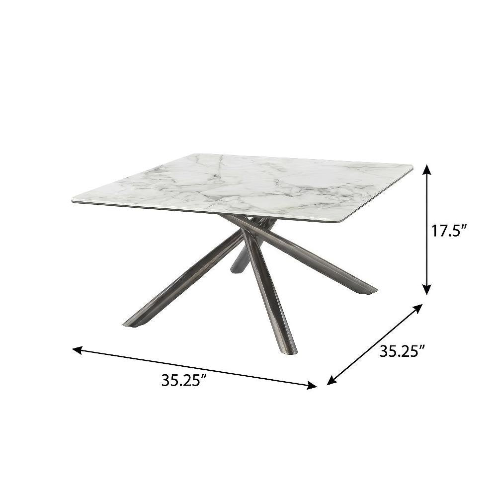 White 3-Piece Square Coffee and End Table Set Contemporary Design