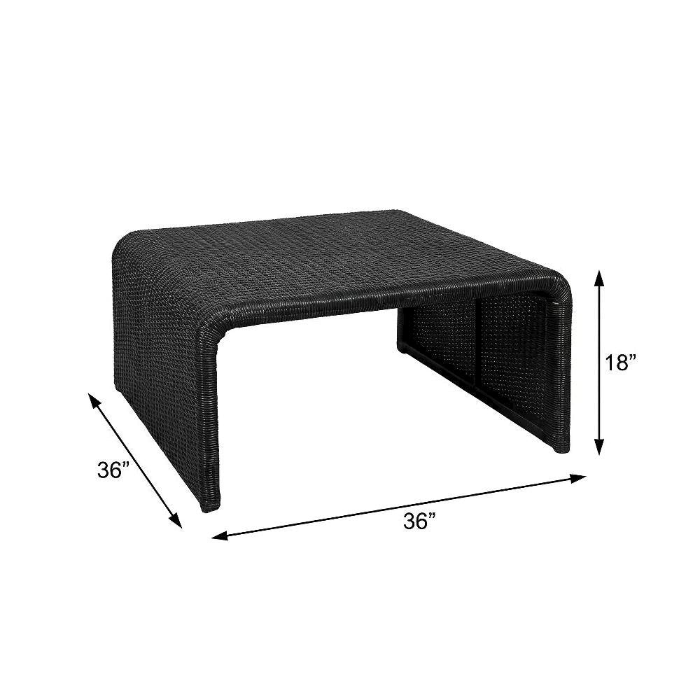 Black 3-Piece Square Coffee, End Table Set with Coastal Style, 200 lb Capacity