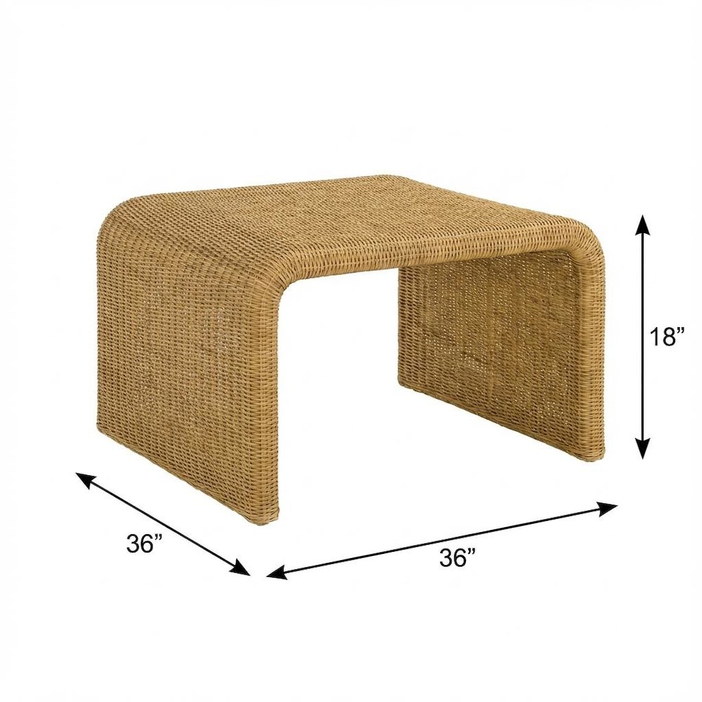 Neutral Rattan 2-Piece Coffee and End Table Set with Coastal Style