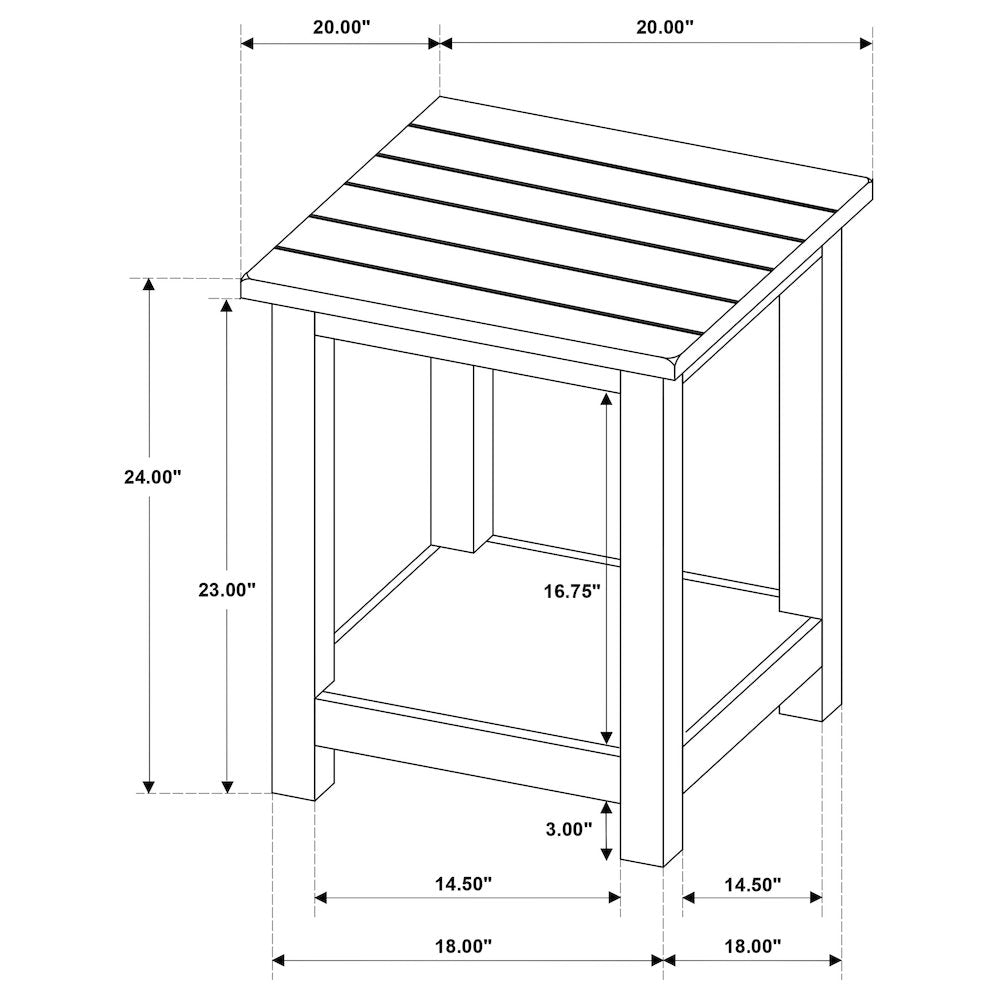 Payne Wood End Table with Shelf Java