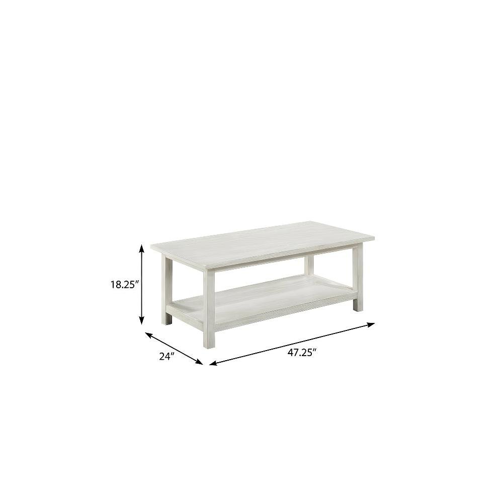 Distressed White 3-Piece Coffee and End Table Set with Rectangular Shape
