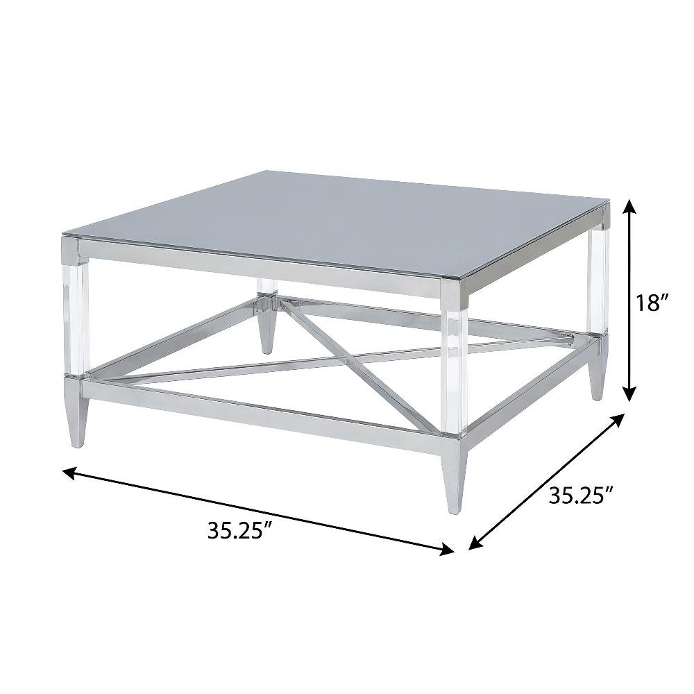 3-Piece Square Chrome Coffee and End Table Set with Plastic Glides