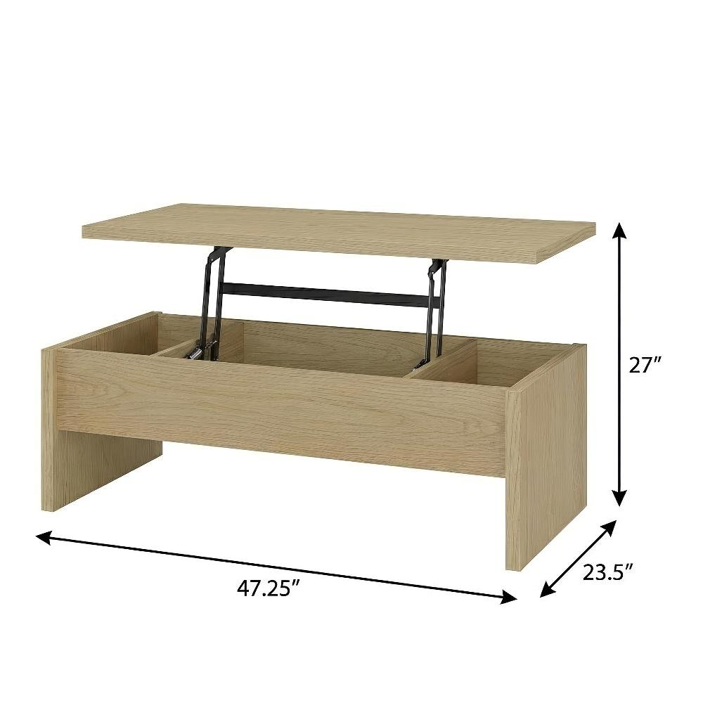 Light Oak 2-Piece Lift Top Coffee and End Table Set with Storage Compartments