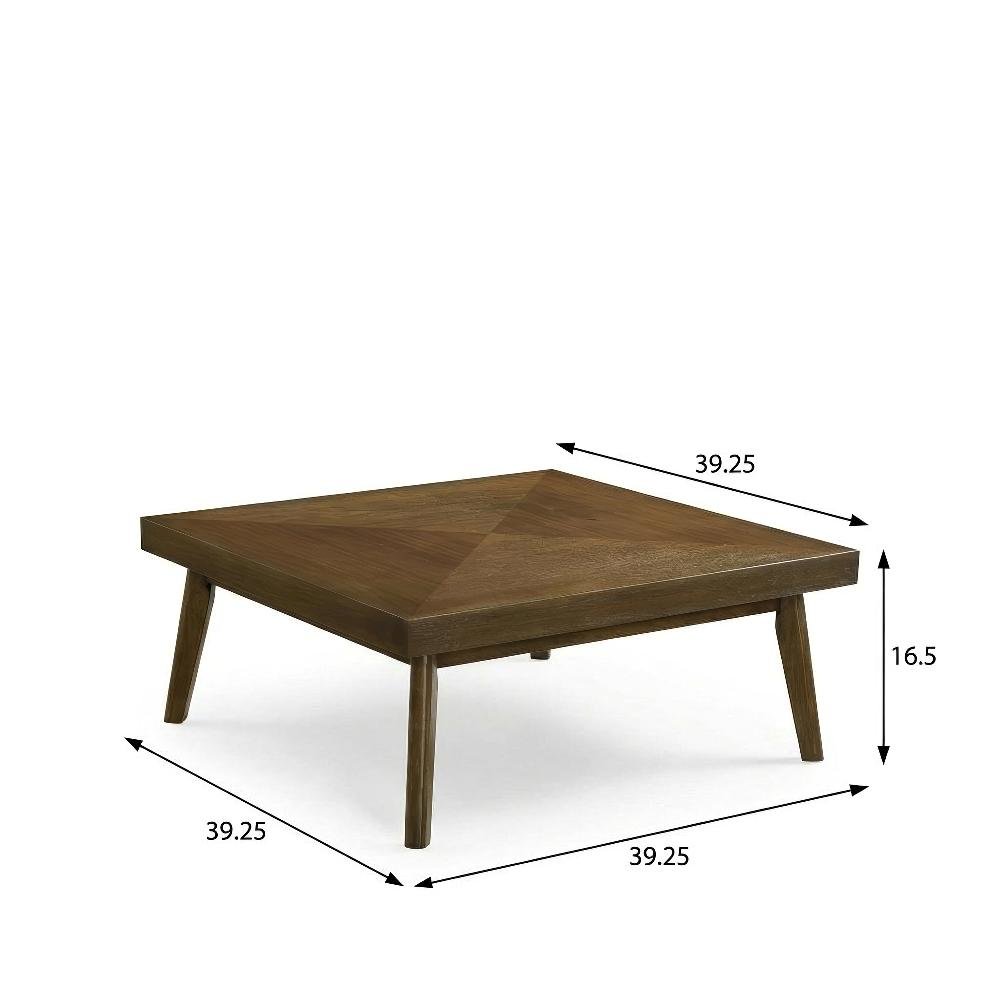Walnut 2-Piece Square Coffee and End Table Set with Mid-Century Modern Design