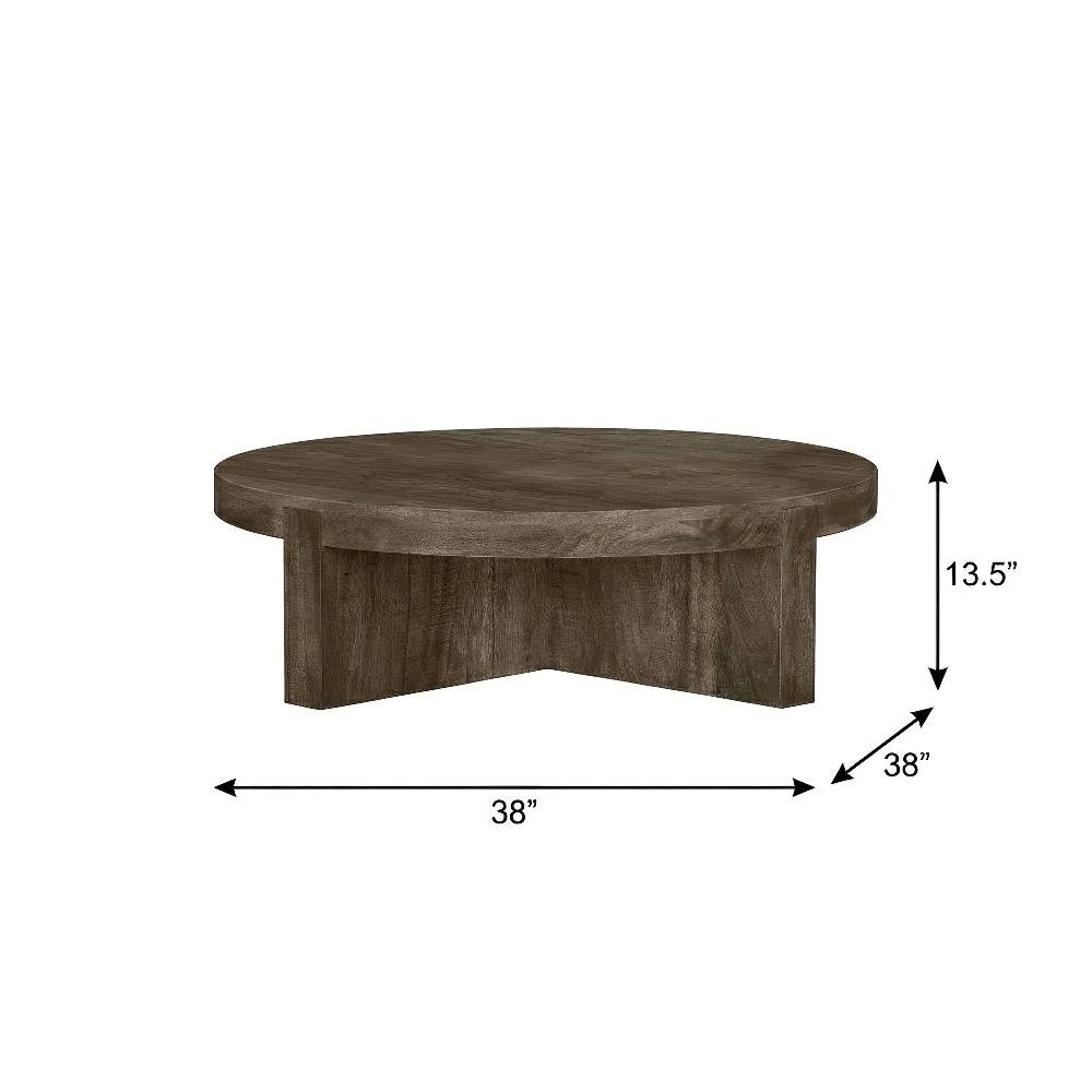 Brown 3-Piece Solid Wood Coffee and End Table Set with Round Farmhouse Design