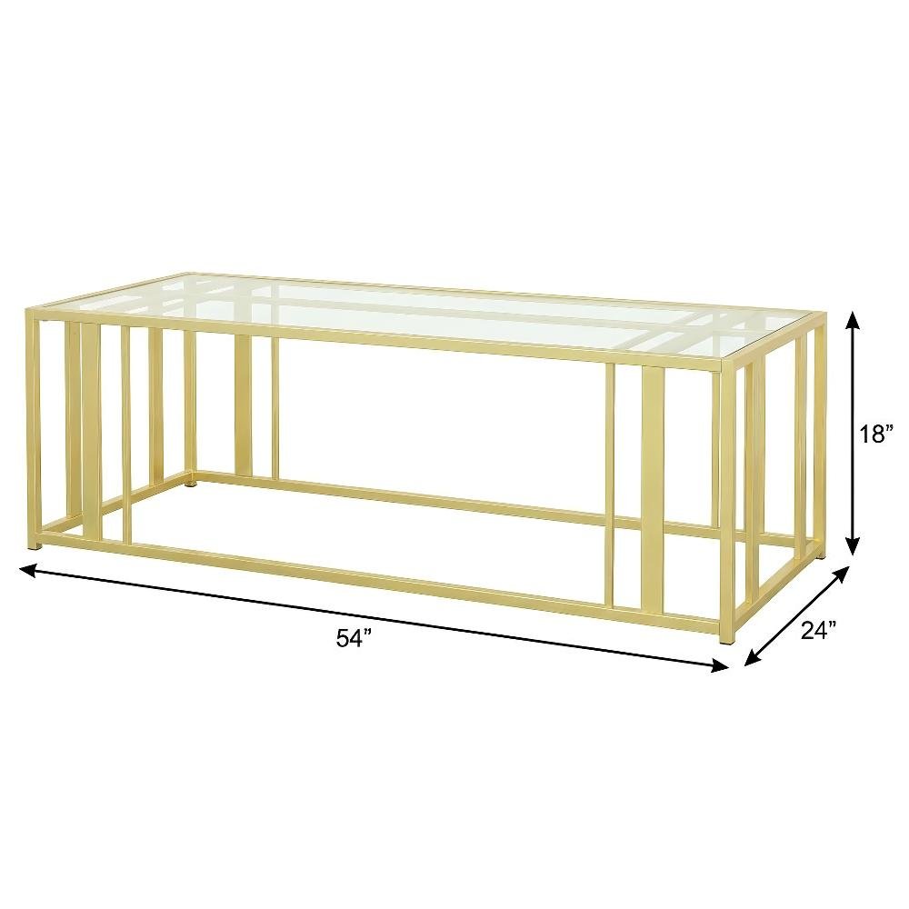 Matte Brass 2-Piece Coffee and End Table Set with Rectangular Shape
