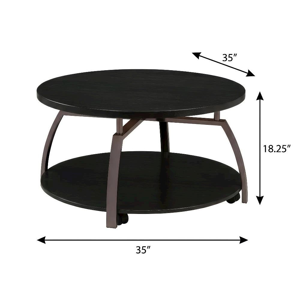 Dark Charcoal Round 3-Piece Coffee and End Table Set with Contemporary Design
