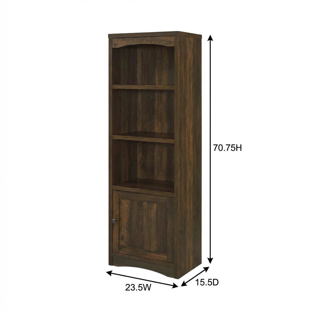 Dark Pine 3-Shelf Media Tower With Transitional Style And Tipover Restraint