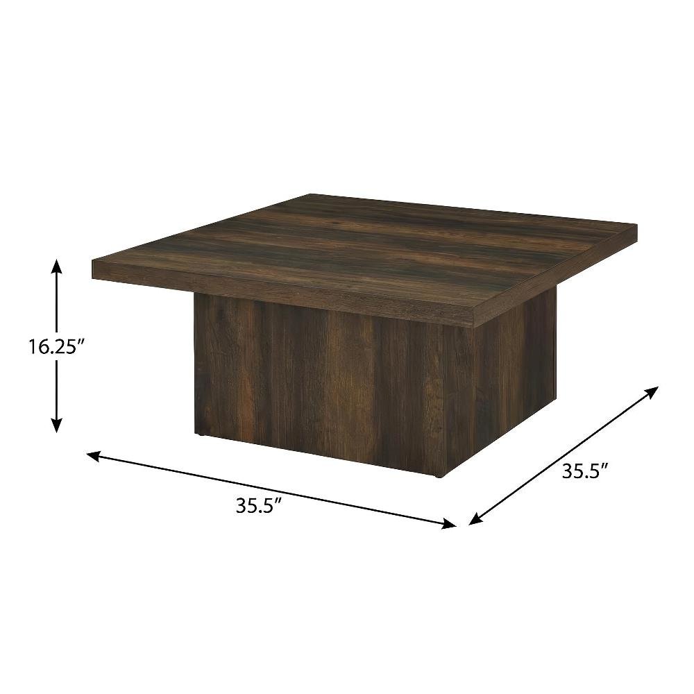 Dark Pine 3-Piece Square Coffee and End Table Set with Plastic Glides