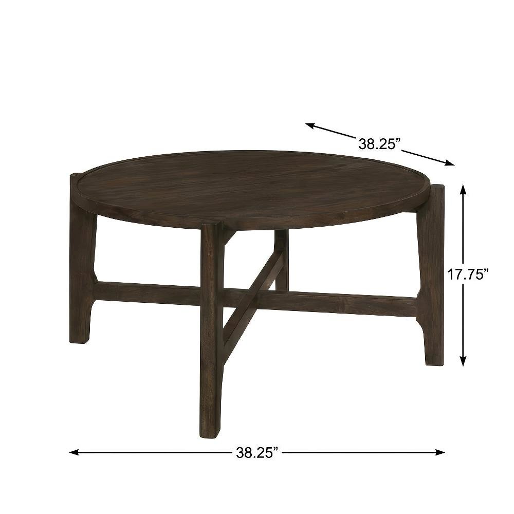 Dark Brown 2-Piece Solid Wood Round Coffee and End Table Set, 200 lb Capacity