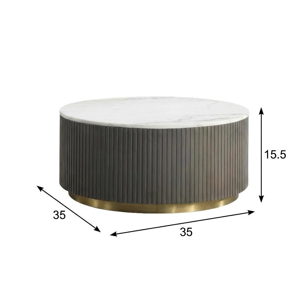 White 2-Piece Round Coffee and End Table Set with Contemporary Design