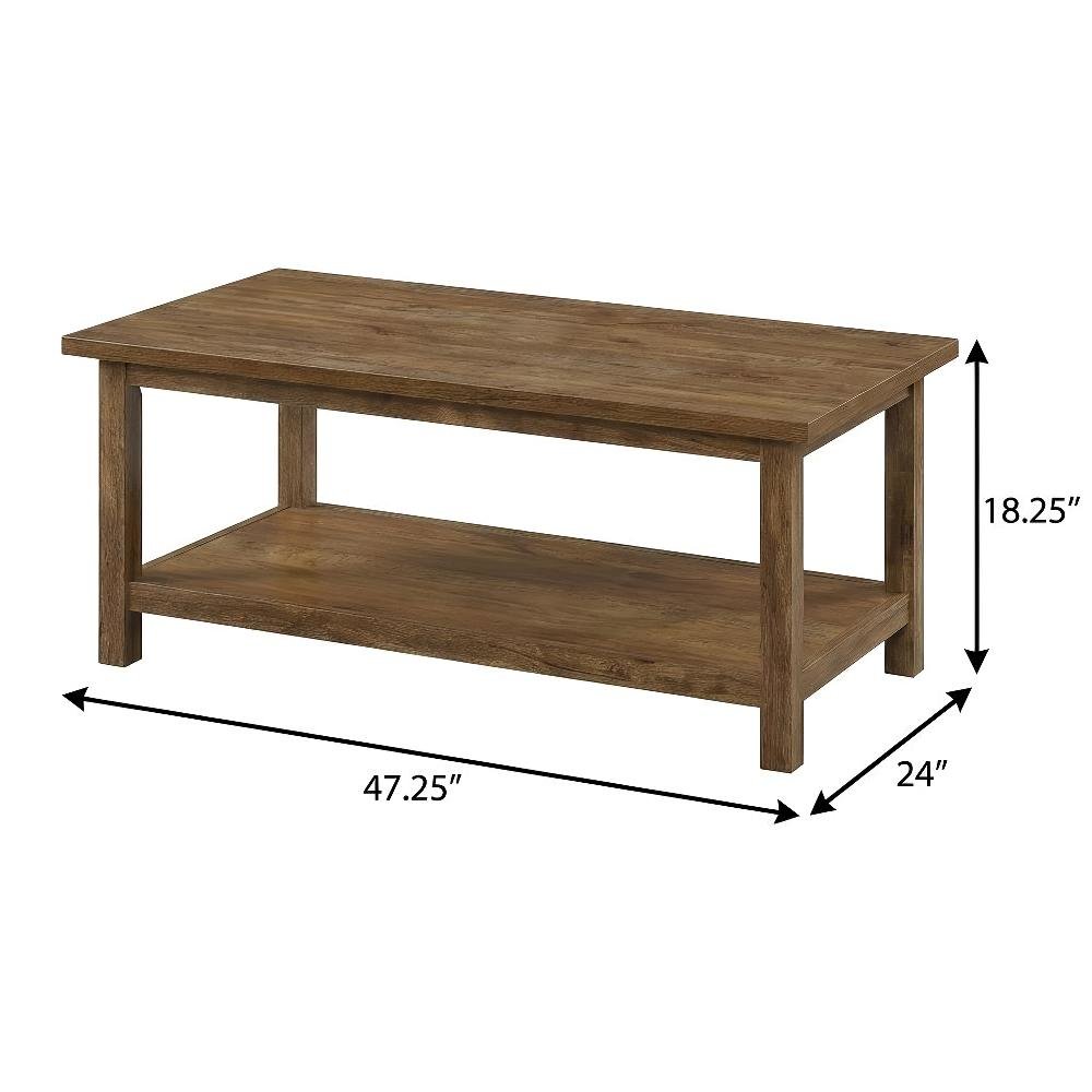 Brown 3-Piece Living Room Table Set with Coffee Table and End Table Drawers