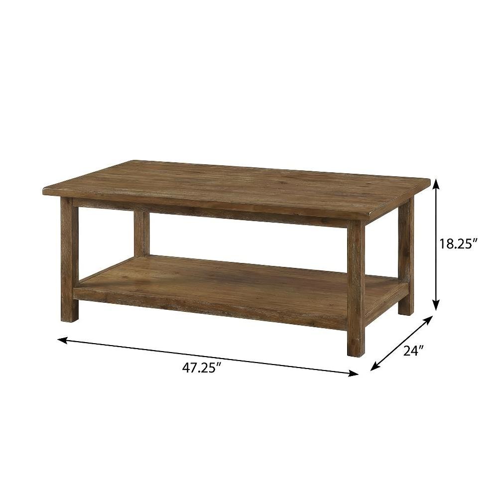 Brown 2-Piece Living Room Table Set with Farmhouse Style and Rectangular Shape