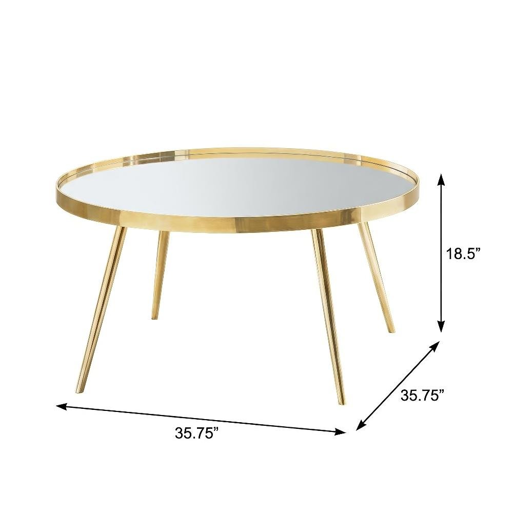 Gold 4-Piece Round Coffee and End Table Set, Contemporary Style