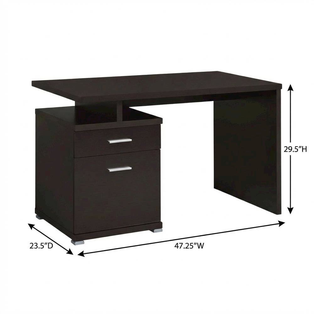 Contemporary Cappuccino Office Desk With 2 Drawers And Rectangular Top