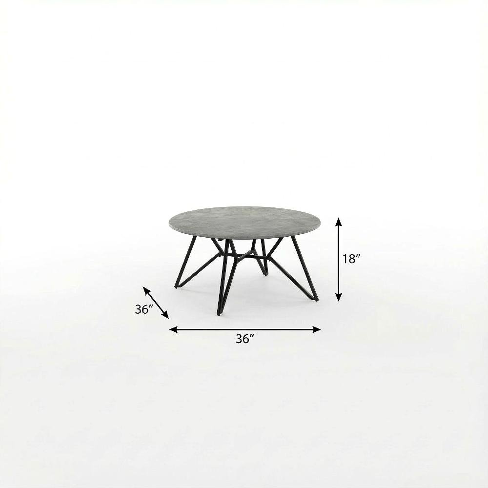 3-Piece Round Cement Coffee and End Table Set with Rustic Style