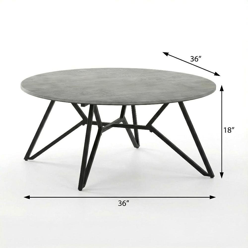 Round Cement Coffee and End Table Set 2-Piece Design with 200 lbs Capacity