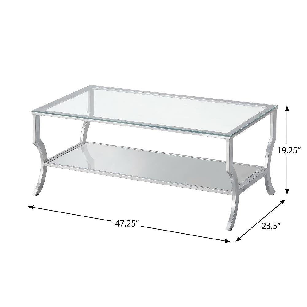 Chrome 3-Piece Glass Top Coffee and End Table Set with Levelers