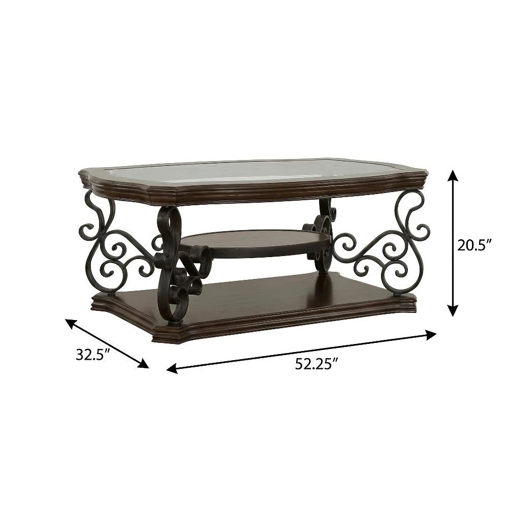 Dark Merlot 3-Piece Glass Top Coffee and End Table Set with Traditional Design