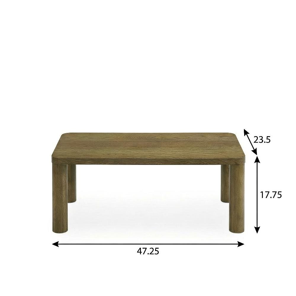 Brown Oak 3-Piece Coffee and End Table Set,Rectangular Tops, Transitional Design