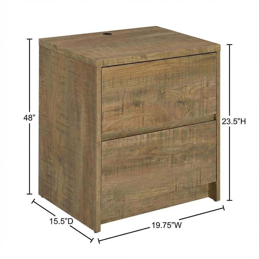 Contemporary Mango Nightstand with Led Lights and USB Port