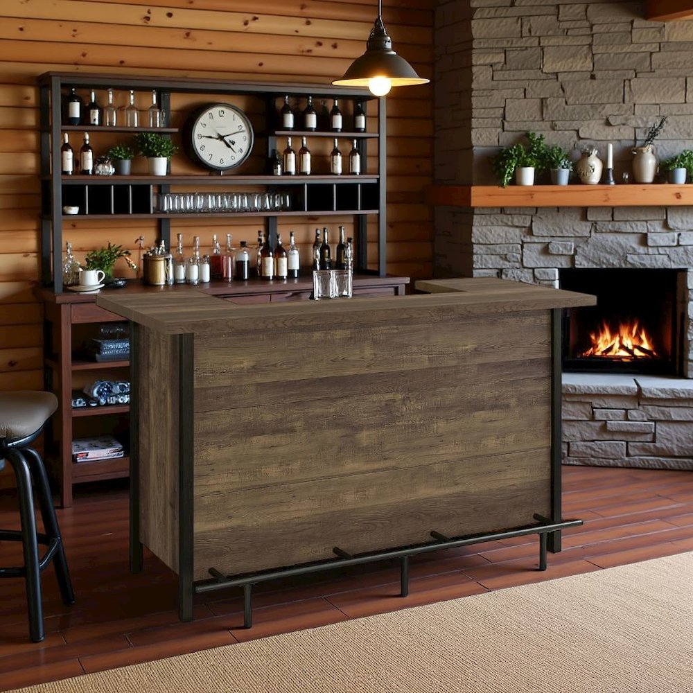 Rustic Wine Bar Cabinet – Stylish Wine Cabinet with Storage Shelves