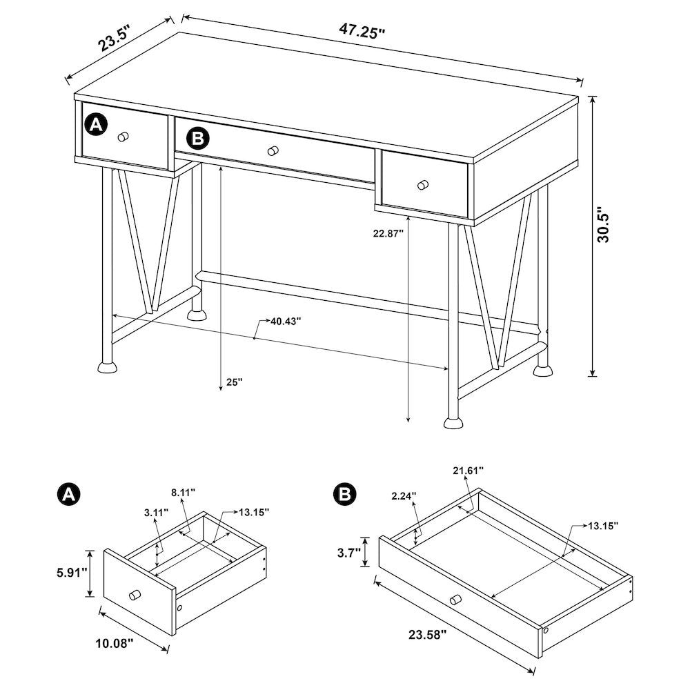 Office Desk with Drawers – Stylish Computer Desk for Home or Work