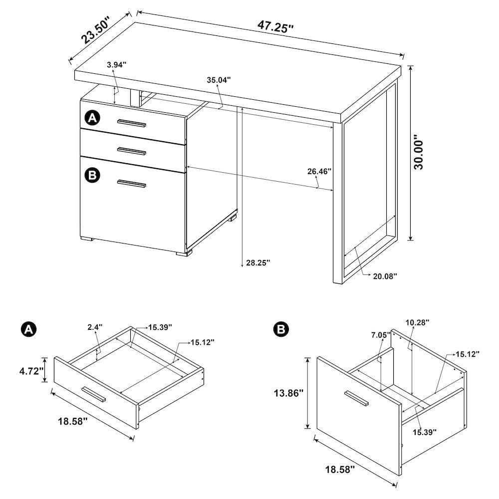 White Office Desk – Computer Desk with Drawers for Home or Workspace