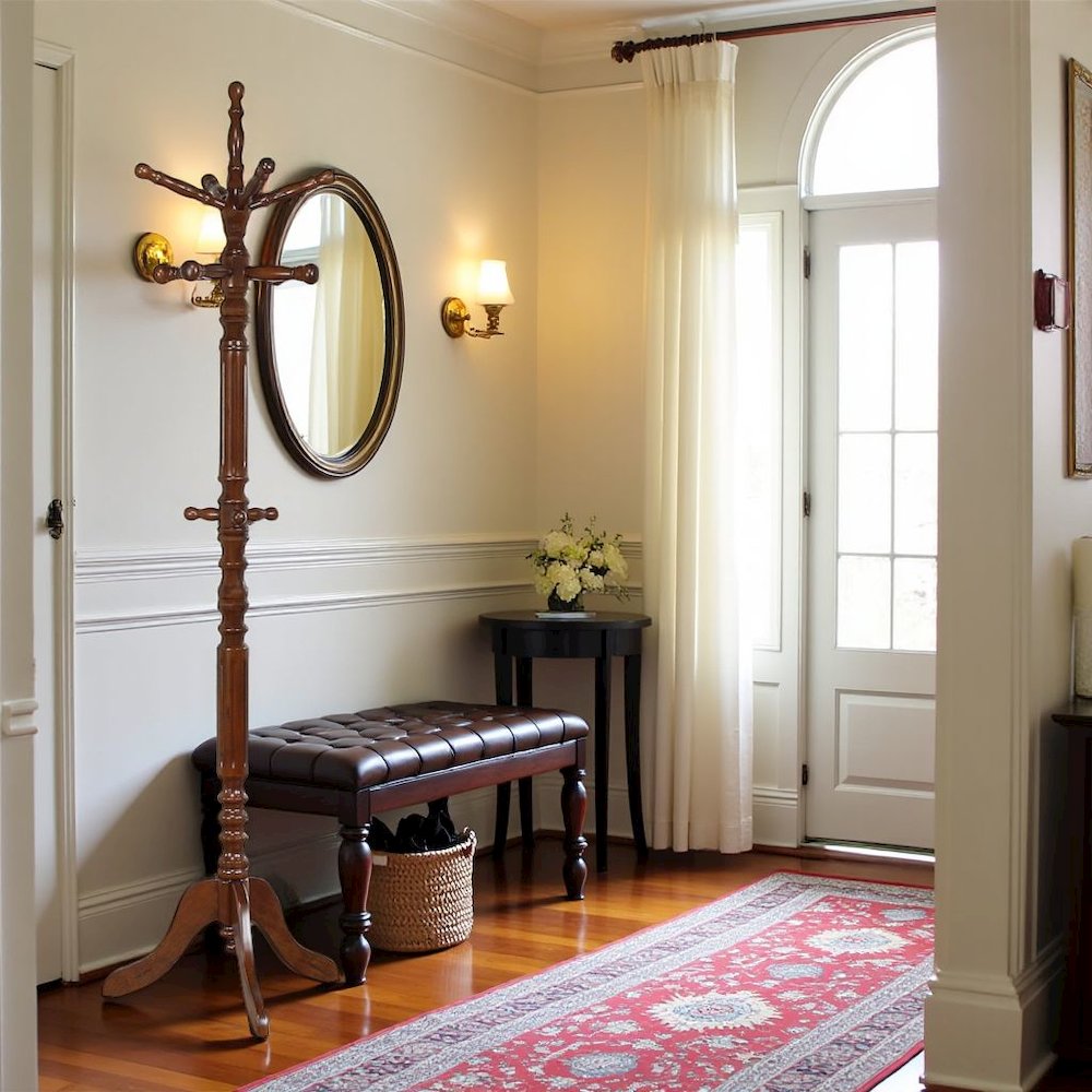 Classic Wooden Coat Rack Stand – Freestanding Coat Tree with Hooks