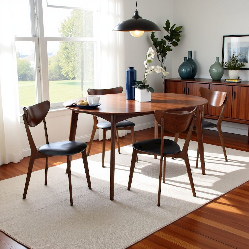 Elegant Oval Dining Table – Walnut Mid-Century Table with Extension Leaf