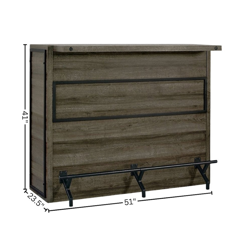 5-Shelf Composite Wood Home Bar Wine Cabinet in Aged Oak Finish with Storage