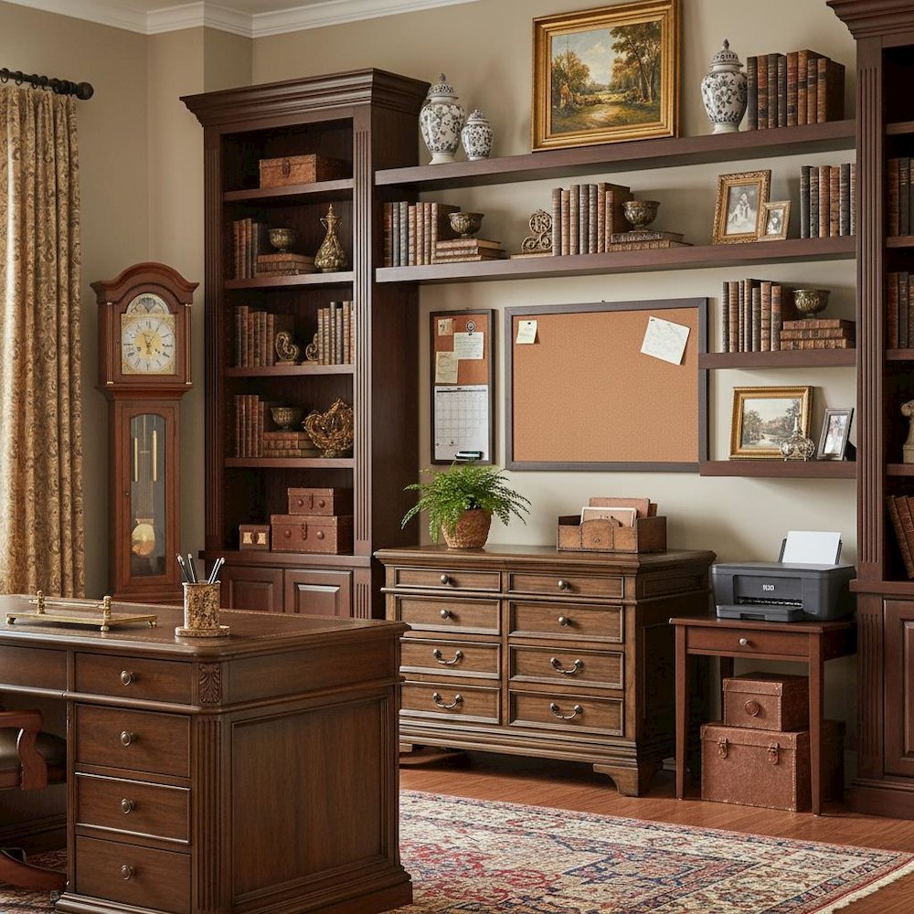 Home Office File Cabinet, Burnished Oak, 5 Drawers, Letter/Legal Size