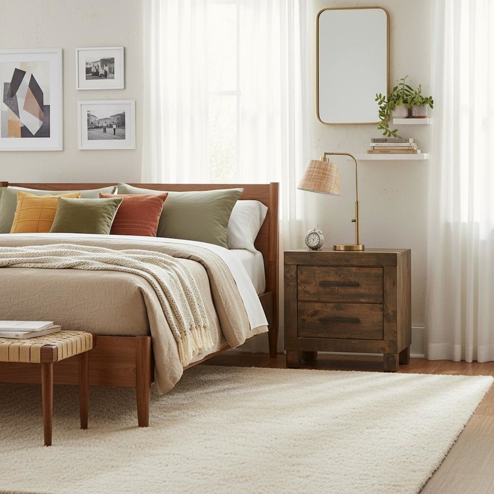 2-drawer Nightstand Rustic Golden Brown