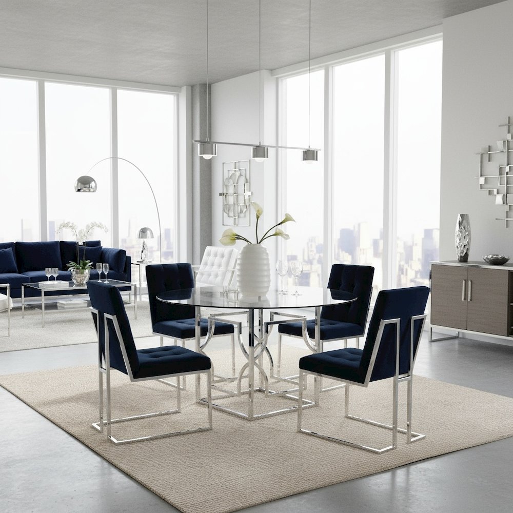 Square Chrome Metal Dining Table Base with Contemporary Design and Sturdy Frame