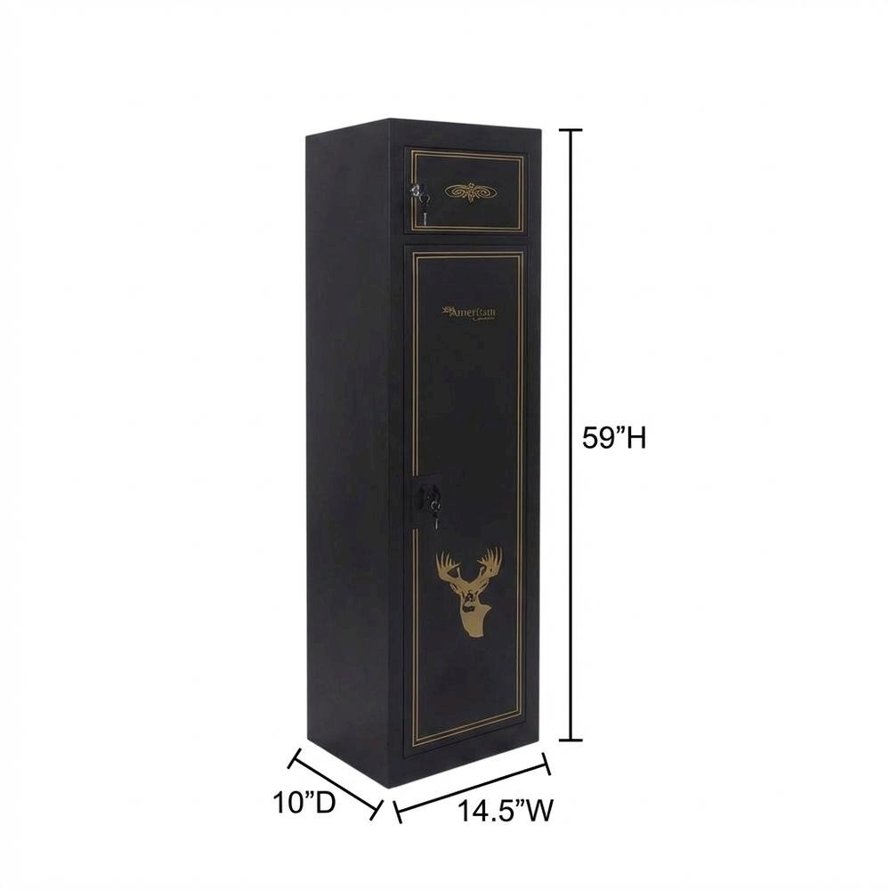 Black Metal Security Cabinet With Pistol And Ammo Compartments, Durable Storage